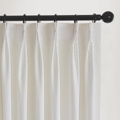Artdix White Chevron Sheer Curtains 102 Inches Long 2 Panels Set, Timeless Pinch Pleat Linen Privacy Semi Solid Sheer Window Curtains, 2 Panels, 42 x 102 Inches, White Chevron