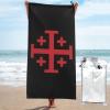 Jerusalem Catholic Cross Beach Towel Quick-Dry Bath Towel Lightweight Portable For Summer view 3