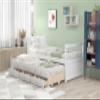 Flieks Daybed Twin Captain's Bed Storage Daybed with Trundle and Drawers for Kids Teens and Adults, White view 4