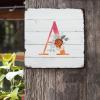 ArogGeld Initial Letter A Red Metal Sign Monogram White Floral Metal Tin Sign Metal Monogram Decorative Home Wall Art Flowers Floral 10x10in Chic Wall Plaque Poster for Home Bar Coffee Shop view 2