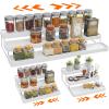 INVOCOO Expandable Spice Rack Organizer for Cabinet - 3 Tier Adjustable Cabinet Spice Organizer Easy Visibility - Spice Organizer for Cabinet Countertop Cupboard Pantry Organization (White) view 1
