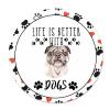 Bomehhjuli Welcome Sign for Wall Funny Dog Round Metal Sign Life is Better with Dogs Wreath Aluminum Sign Chihuahua Paw Heart Animal Theme Modern Iron Painting for Farmhouse Fence House 9.2in view 1