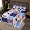 Castle Fairy Nautical Anchor Quilt Bedding Set Queen Size,Fishing Fishhook Boat Rudder Print Bedspread Coverlet for Girls Teens,Ocean Sea Plaid Geometric Soft Polyester Quilt Set, All Season view 1
