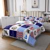 Castle Fairy Nautical Anchor Quilt Bedding Set Queen Size,Fishing Fishhook Boat Rudder Print Bedspread Coverlet for Girls Teens,Ocean Sea Plaid Geometric Soft Polyester Quilt Set, All Season view 2
