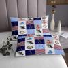 Castle Fairy Nautical Anchor Quilt Bedding Set Queen Size,Fishing Fishhook Boat Rudder Print Bedspread Coverlet for Girls Teens,Ocean Sea Plaid Geometric Soft Polyester Quilt Set, All Season view 3