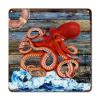 ArogGeld Nautical Coastal Octopus Life Buoy Sailboat Tin Sign Sea Wave Metal Wall Art Nautical Theme Decorative Home Wall Art 10x10in Artistic Decoration Sign for Man Cave Garage Far Bar Pub view 1
