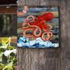 ArogGeld Nautical Coastal Octopus Life Buoy Sailboat Tin Sign Sea Wave Metal Wall Art Nautical Theme Decorative Home Wall Art 10x10in Artistic Decoration Sign for Man Cave Garage Far Bar Pub view 2