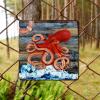 ArogGeld Nautical Coastal Octopus Life Buoy Sailboat Tin Sign Sea Wave Metal Wall Art Nautical Theme Decorative Home Wall Art 10x10in Artistic Decoration Sign for Man Cave Garage Far Bar Pub view 3