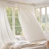 Artdix White Chevron Sheer Curtains 120 Inches Long 2 Panels Set, Timeless Pinch Pleat Linen Privacy Semi Solid Sheer Window Curtains, 2 Panels, 84 x 120 Inches, White Chevron view 2