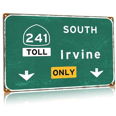 Irvine South Vintage Metal Tin Sign Highway Directional Sign City Country South Metal Plaque Garage Home Club Wall Decor 12x16 Inches