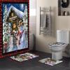 Farmhouse Snowman Bathroom Set with Shower Curtain and Rug and Accessories - 72x72 Inches Long Bathtub Curtain with Small Bath Mat,Bathtub Floor Runner Rug Set,Hooks Christmas Snowy Tree Plaid Red view 1