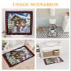 Farmhouse Snowman Bathroom Set with Shower Curtain and Rug and Accessories - 72x72 Inches Long Bathtub Curtain with Small Bath Mat,Bathtub Floor Runner Rug Set,Hooks Christmas Snowy Tree Plaid Red view 4