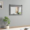 COGOOD Farmhouse Barn Door Mirror - 29" x 22" Rustic Wood Framed Wall Mirror for Bathroom, Living Room, Entryway Wall Decor (Grey) view 2
