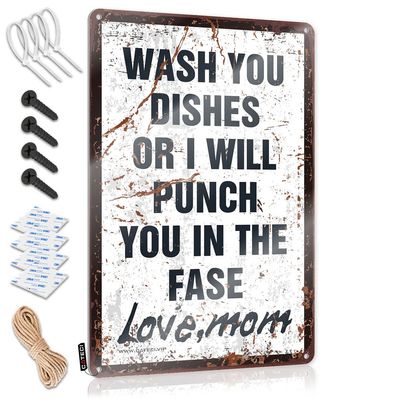 Abipuir Tin Sign Funny Wash Your Dishes Signed Mom Sign Camper Decor Tin Sign Funny (Size : 30X40CM)
