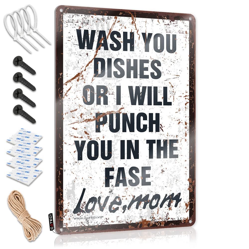 Abipuir Tin Sign Funny Wash Your Dishes Signed Mom Sign Camper Decor Tin Sign Funny (Size : 30X40CM)