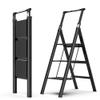 3 Step Ladder Retractable Handgrip Folding Step Stool Lightweight Folding Stepladders Home Improvement Step Stool 330lbs with Wide Anti-Slip Pedal for Home Kitchen (3 Step Ladder+ Aluminium + PC) view 1