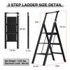 3 Step Ladder Retractable Handgrip Folding Step Stool Lightweight Folding Stepladders Home Improvement Step Stool 330lbs with Wide Anti-Slip Pedal for Home Kitchen (3 Step Ladder+ Aluminium + PC) view 3