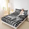 Silver Race Cars Kids Fitted Sheet Queen Size,Racing Flag Black White Checkered Bedding Set,Boys Girls Adults Room Decor,Extreme Sports Games Bed Cover, Bed Sheet,2 Pillowcases view 3