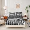 Silver Race Cars Kids Fitted Sheet Queen Size,Racing Flag Black White Checkered Bedding Set,Boys Girls Adults Room Decor,Extreme Sports Games Bed Cover, Bed Sheet,2 Pillowcases view 4