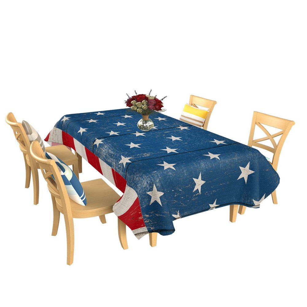 4th of July Tablecloth USA Flag Table Cloth for Rectangle Tables 54x108 inch Patriotic Stars Buffalo Patriotic Table Covers Waterproof Table Cloth for Holiday Party, Memorial, Independence Day