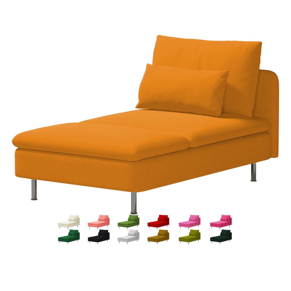 HomeLoft Basics Custom Made Soderhamn Chaise Lounge Velvet Replacement Covers, Fits IKEA Soderhamn Chaise Lounge Sofa, Only Cover, Orange