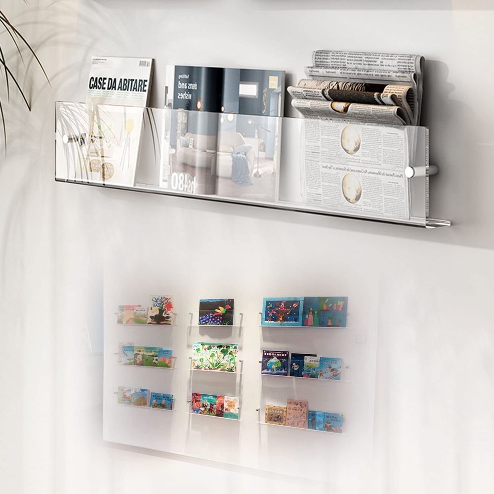 DAKAJA Magazine Rack Wall File Holder, 1pcs 2pcs 3pcs Clear Acrylic Magazine Holder, 40-80cm Long Hanging File Organizer, Brochure Display Stand (Color : 1pcs, Size : Length 70cm/27.6")