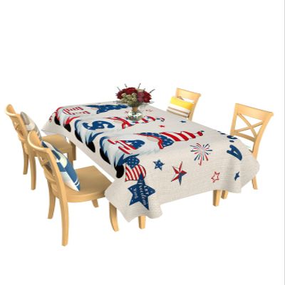 4th of July Tablecloth USA Flag Table Cloth for Rectangle Tables 60x102 inch Stripes Stars Gnome Patriotic Table Covers Waterproof Washable Table Cloth for Holiday Party, Memorial, Independence Day