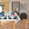 4th of July Tablecloth USA Flag Table Cloth for Rectangle Tables 60x102 inch Stripes Stars Gnome Patriotic Table Covers Waterproof Washable Table Cloth for Holiday Party, Memorial, Independence Day view 4
