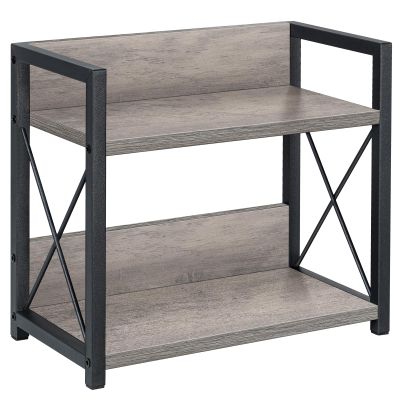Giikin Countertop Shelf Organizer, 2 Tier Kitchen Spice Rack Organizer for Countertop, Wood Coffee Counter Shelf Organizer for Home (Grey, S)