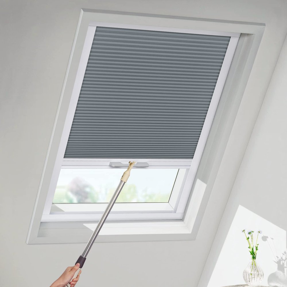 MiLin Skylight Shades & Blinds Blackout Cordless Cellular Blinds for Window Shades Suitable for Roof Inclined Plane Room Windows - Custom Cut to Size (100% Blackout Haze Grey)