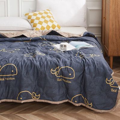 QQXX Summer Cool Thin Quilt,Breathable Lightweight Washable Cotton Cooling Blanket,Fashion Print Quilted Air Conditioner Quilt Bedspread for Single Double All Season Bedding(71x79inch, E), (1684072)