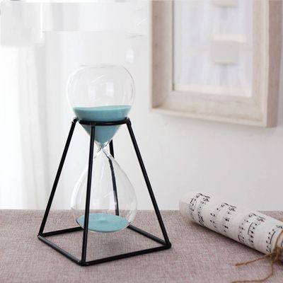 Hourglass Timer For Kids Hourglass Timer Sand Clock Sandglass Timer Child Safety Hourglass Antique Glass Sandglass Sandglass Metal Sand For Home,Desk,GiftsOffice,Decor 30 Minutes (Color : Light Blue