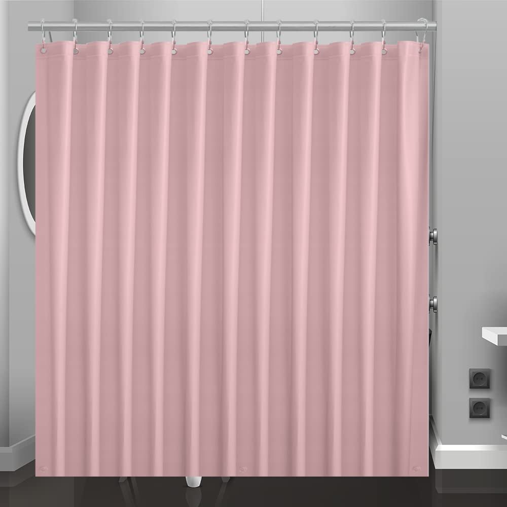 Eazzier Bath Baby Pink Plastic Shower Curtain Or Liner, 72x72 Inch Lightweight Light Pink Plastic Bathroom Shower Showroom Inner Curtain with Rustproof Metal Grommet Holes and Weighted Magnets