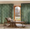 Linen Farmhouse Curtains for Living Room 84 Inch Length Floral Window Curtains Semi Blackout Drapes for Bedroom Country Room Darkening Curtains,1 Panel Green (Pinch Pleated Curtains, 63"W x 84"L) view 2