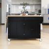 54.3" Kitchen Island Cart, Rolling Mobile Kitchen Island with Wood Top and Locking Wheels, Modern Large Trolley Cart with 4 Door Cabinet and 2 Drawers, Spice Rack, Towel Rack for Dining Room, Black view 2