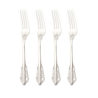 NEPIAN 4Pc Dinner Fork Dinnerware Western Colorful Flatware Set Stainless Steel Silverware Fork Cutlery Kitchen Set leisurely (Color : Silver)