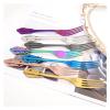 NEPIAN 4Pc Dinner Fork Dinnerware Western Colorful Flatware Set Stainless Steel Silverware Fork Cutlery Kitchen Set leisurely (Color : Silver) view 2