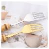 NEPIAN 6Pcs Gold Dinner Forks Dessert Fork Cutlery Set Imitation Bamboo Handle Dinnerware Stainless Steel Tableware Kitchen Silverware leisurely (Color : Silver) view 3