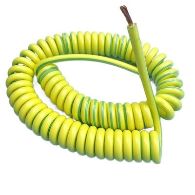 1Pc Yellow/green Spring Spiral Cable Yellow-Green Ground Wire Single Core 20/18/17/15/13/11/9/7AWG Shrinkable Cable Copper Wire Telescopic Wire ( Size : Stretch 5 Meters , Color : 18AWG 0.75mm2 )