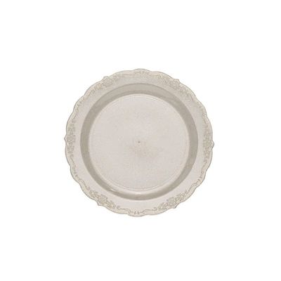 Balsa Circle 12 Clear 7 in Round Glittered Disposable Round Plastic Salad Dinner Plates Wedding Party Events Decorations Supplies