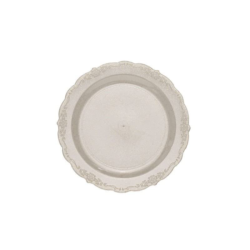 Balsa Circle 12 Clear 7 in Round Glittered Disposable Round Plastic Salad Dinner Plates Wedding Party Events Decorations Supplies