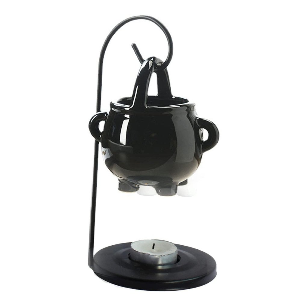 Essential Oil Burner Wax Melt Burner,Hanging Cauldron Oil Burner,Aromatherapy Aroma Burner Ceramic Oil Diffuser Candle Tealight Oil Warmer Yoga Spa Home Bedroom Decor Housewarming Gift (Black)