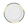 Balsa Circle 10 pcs 8-Inch wide White Plastic Salad Plates with Hunter Green and Gold Trim - Disposable Wedding Home Tableware Supplies view 1
