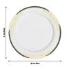 Balsa Circle 10 pcs 8-Inch wide White Plastic Salad Plates with Hunter Green and Gold Trim - Disposable Wedding Home Tableware Supplies view 2