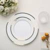 Balsa Circle 10 pcs 8-Inch wide White Plastic Salad Plates with Hunter Green and Gold Trim - Disposable Wedding Home Tableware Supplies view 3