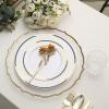 Balsa Circle 10 pcs 8-Inch wide White Plastic Salad Plates with Hunter Green and Gold Trim - Disposable Wedding Home Tableware Supplies view 4