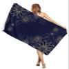 Beach Towel 35x71In Quick Dry Bath Towels, Sand Proof Microfiber Beach Blanket Idyllic Chic Lines Plant Blossoms Flower Oversized Absorbent Pool Blankets for Adult/Boys/Girls/Teens Navy Blue view 1