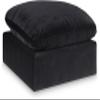 Meridian Furniture 189Black-Ott Comfy Collection Modern | Contemporary Velvet Upholstered Ottoman with Soft Black Velvet, Down Feather Cushions, 39" W x 40" D x 20" H, Black view 1