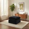 Meridian Furniture 189Black-Ott Comfy Collection Modern | Contemporary Velvet Upholstered Ottoman with Soft Black Velvet, Down Feather Cushions, 39" W x 40" D x 20" H, Black view 2