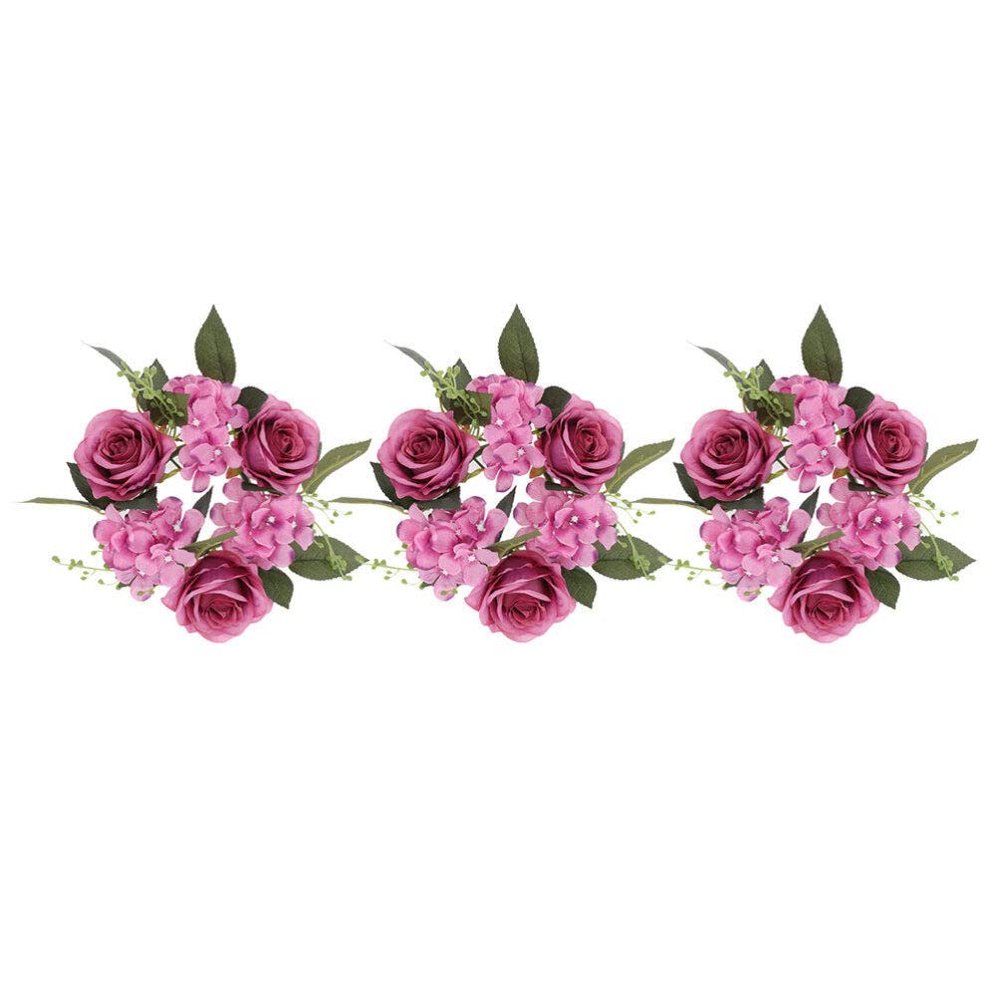 3pcs Artificial Rose Candle for Table Decor Elegant Floral Wreath for Weddings Parties Lightweight Realistic Design Centerpiece for Home Decoration